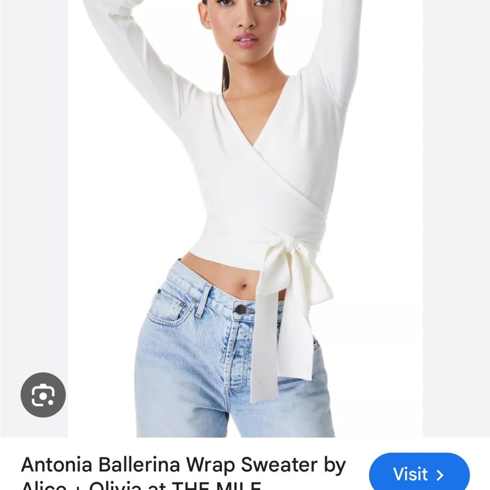 Alice + Olivia White Wrap Sweater